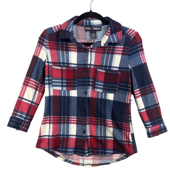 Polly & Esther Womens Small Plaid Button-Up Shirt Flannel country western - Picture 2 of 6